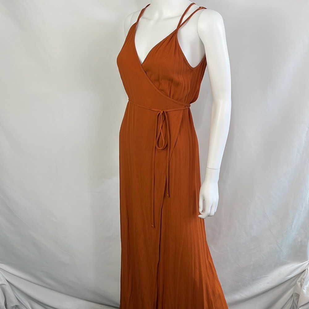 Reformation Brown Gauze Wrap Maxi Dress